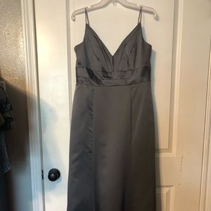 Alfred Angelo spaghetti strap vneck gray dress